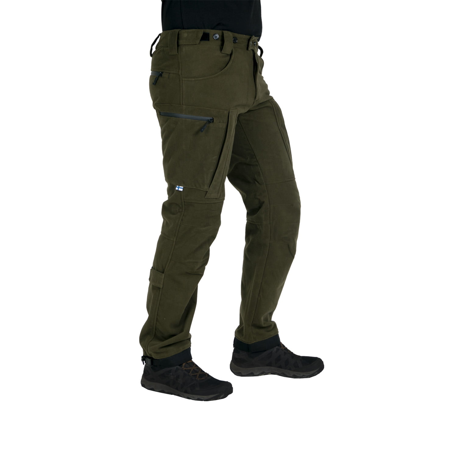 Repo Extreme Karelia Forest Green hunting pants shown from the side