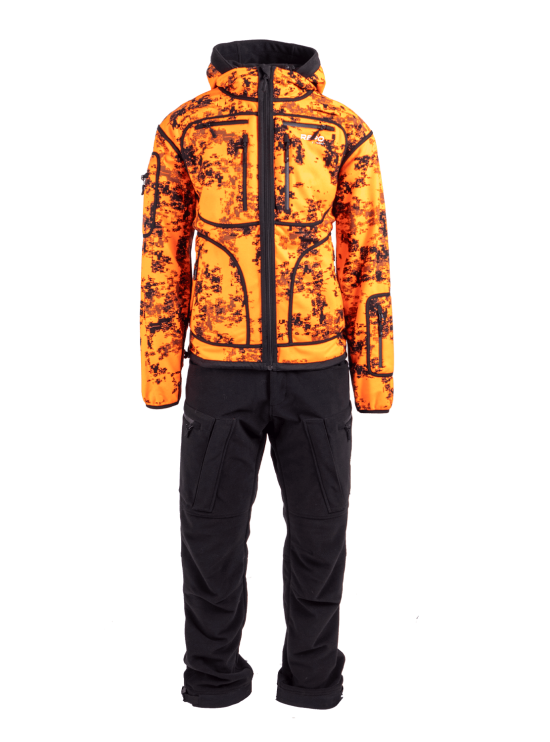 Repo Extreme Karelia Black outdoor suit with orange jacket