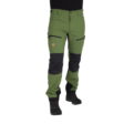Nokko Green outdoor trousers for men shown from the front on a model