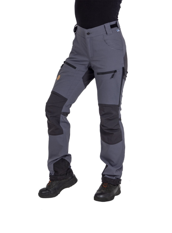 Nokko Grey women's outdoor trousers from the front on a model