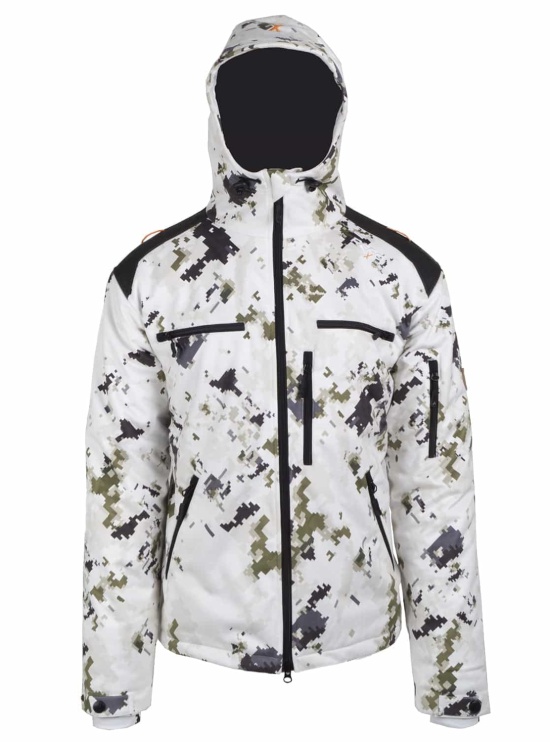 Repo Extreme Naruska snow camo hunting jacket from the front