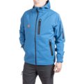 Nokko Blue men's outdoor jacket from the front on a model