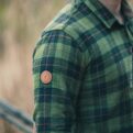 Repo Flannel shirt green leather patch